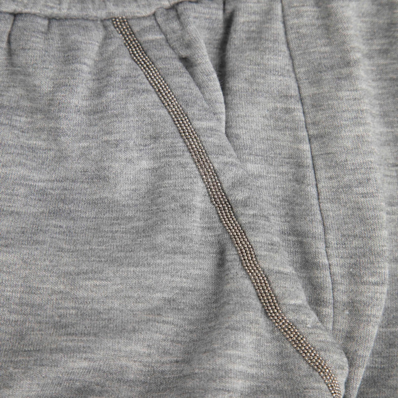 Brunello Cucinelli Grey Jersey Bead Trim Joggers Brunello Cucinelli Grey Jersey Bead Trim Joggers