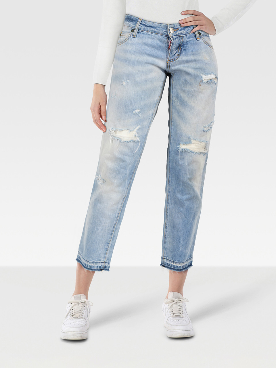 Dsquared2 Light Blue Distressed Skinny Jeans Dsquared2 Light Blue Distressed Skinny Jeans