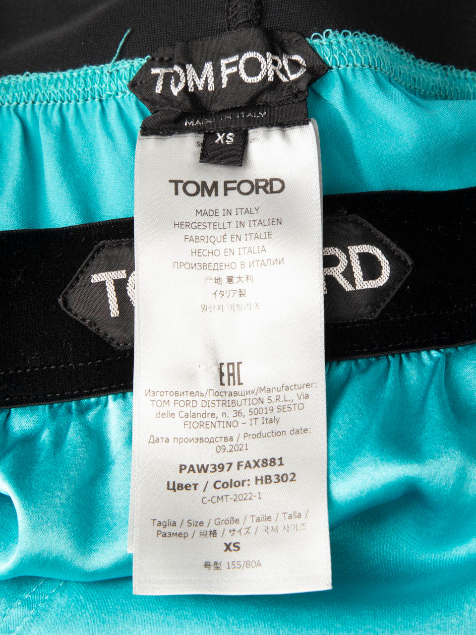 Tom Ford Blue Silk Logo Band Straight Leg Trousers