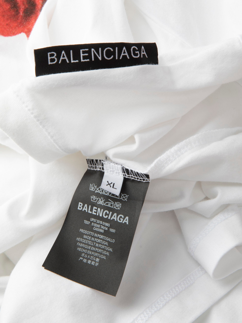 Balenciaga White Rose Print Long Sleeve Top