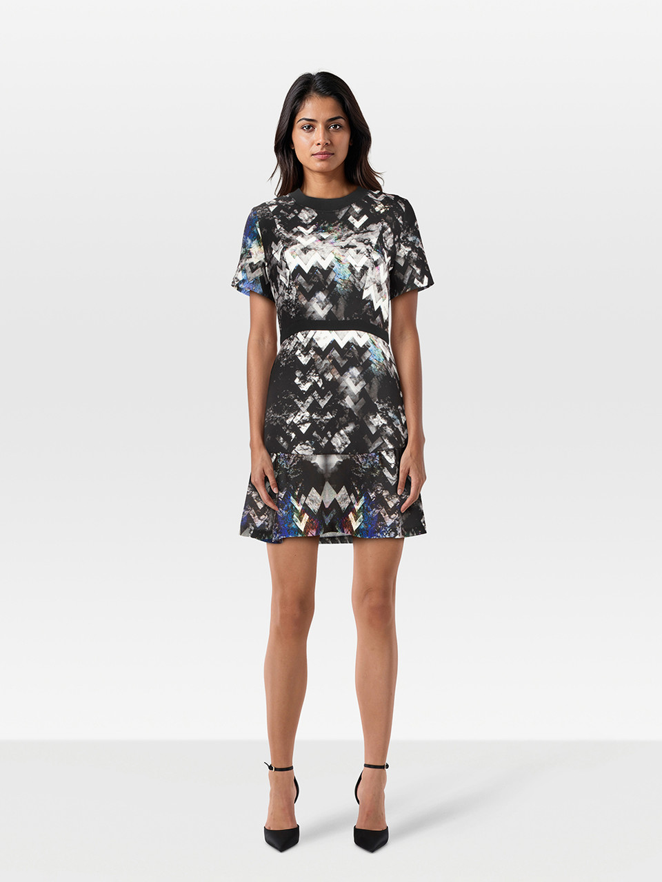 Sandro Abstract Pattern Flared Mini Dress