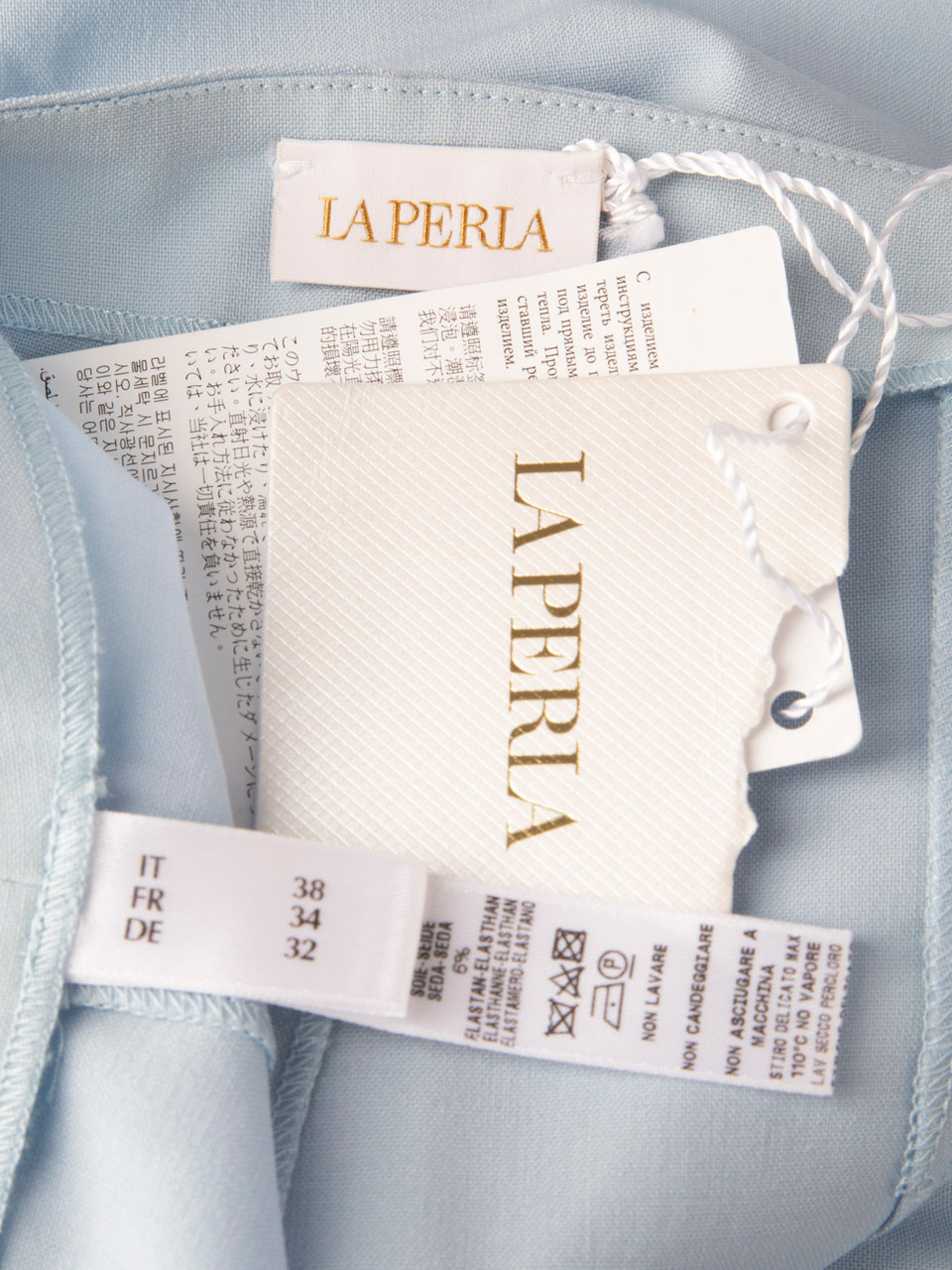 La Perla Blue Wool Skinny High Rise Trousers