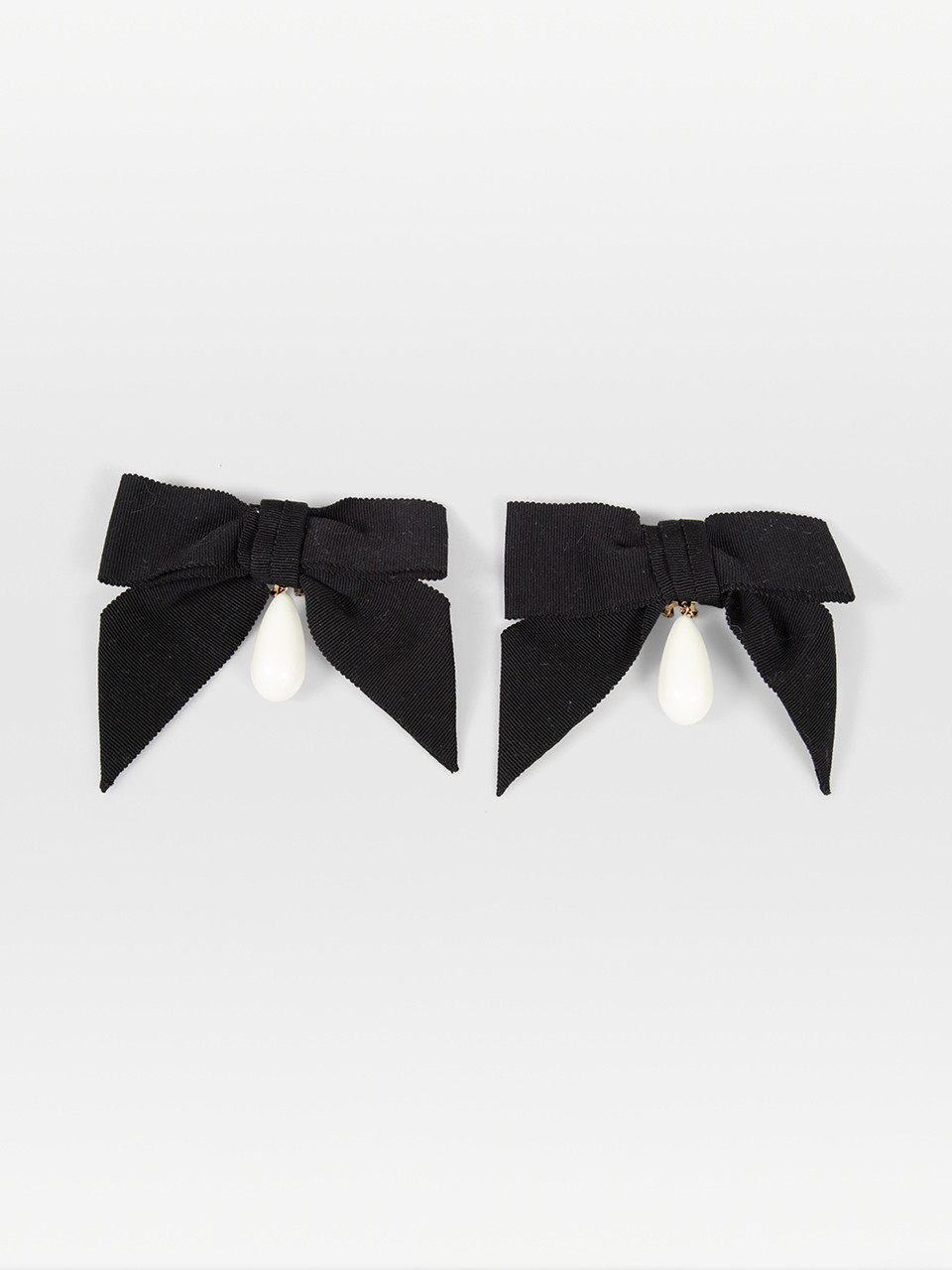 Burberry Black Oversized Bow & Faux Pearl Earrings