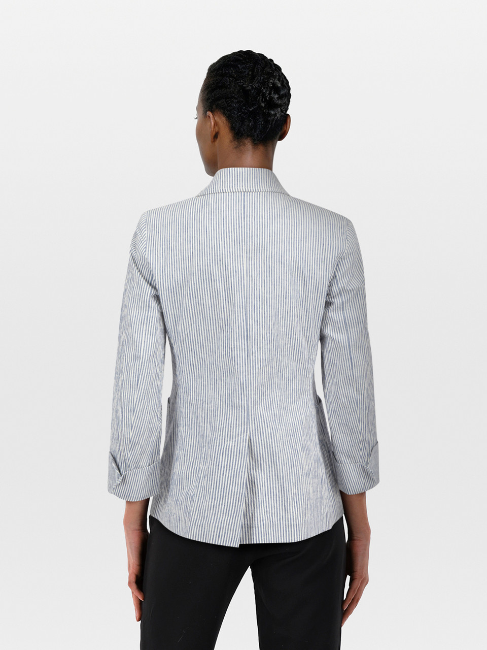 Max Mara Weekend Max Mara Blue Striped Single Breasted Blazer