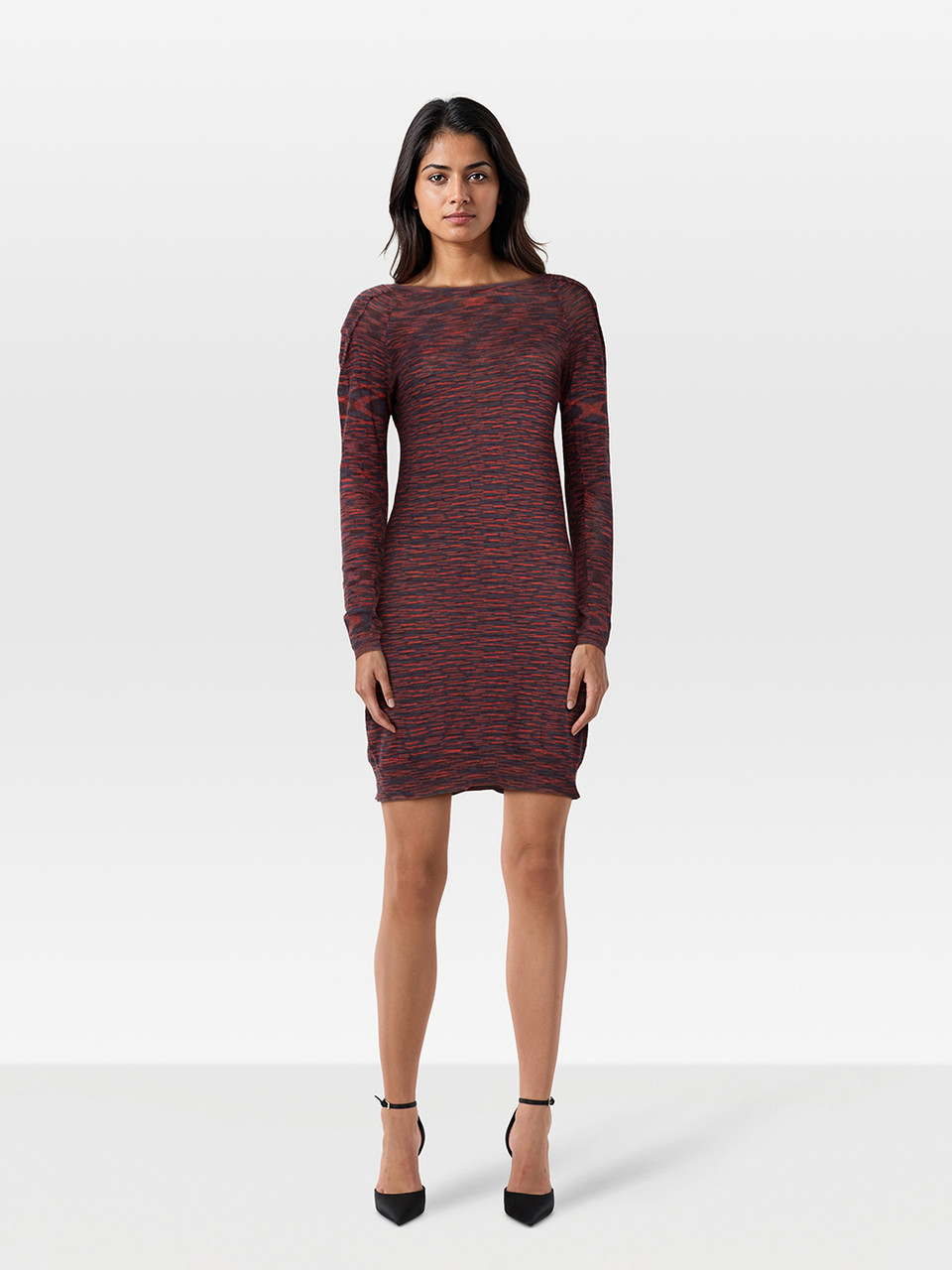 Maje Knee Length Knit Long Sleeve Dress