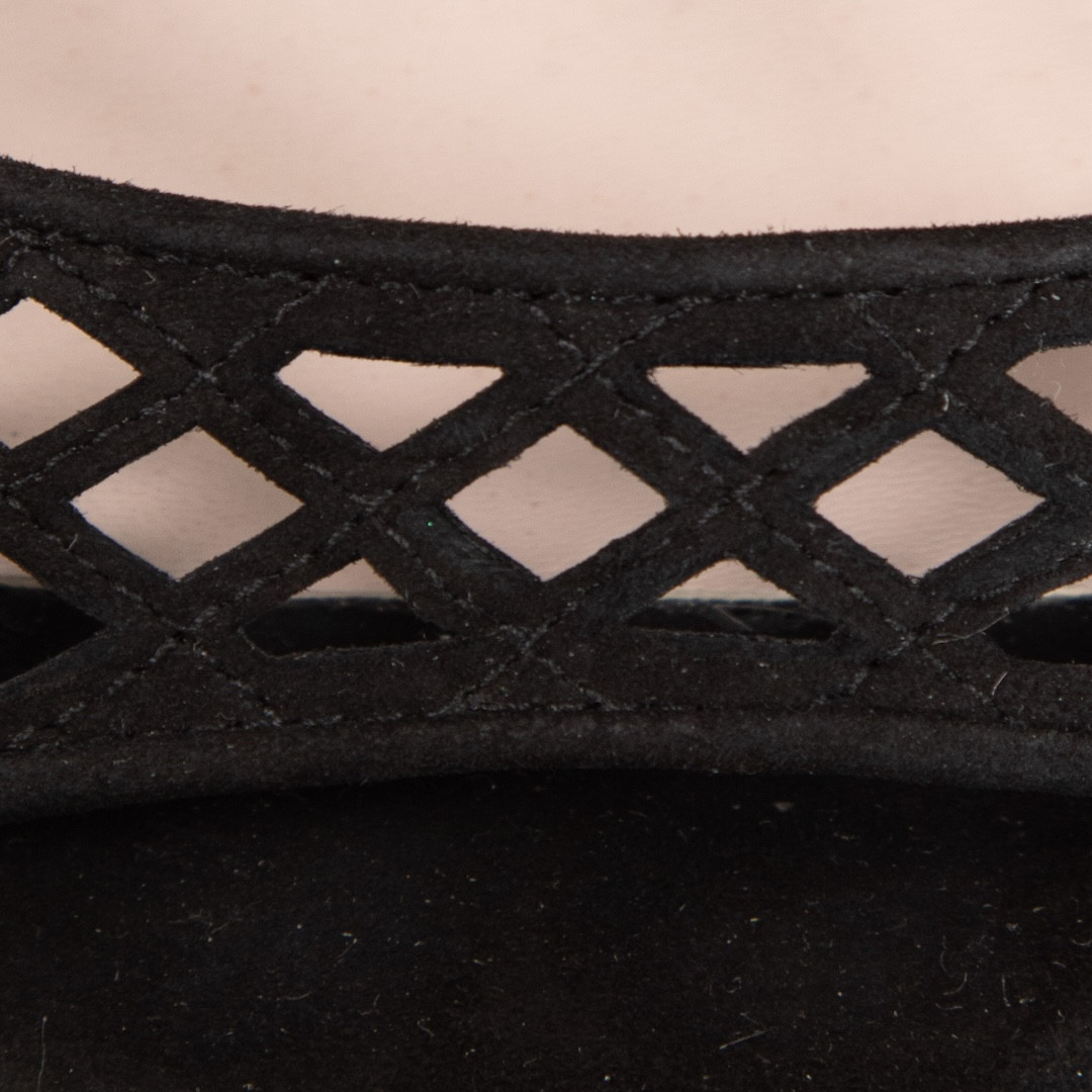 Miu Miu Black Suede Lasercut Cage Heels