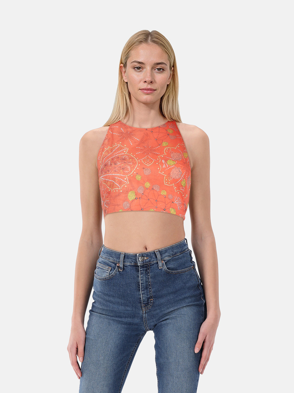 Emilio Pucci Coral Seashell Print Sleeveless Top Emilio Pucci Coral Seashell Print Sleeveless Top