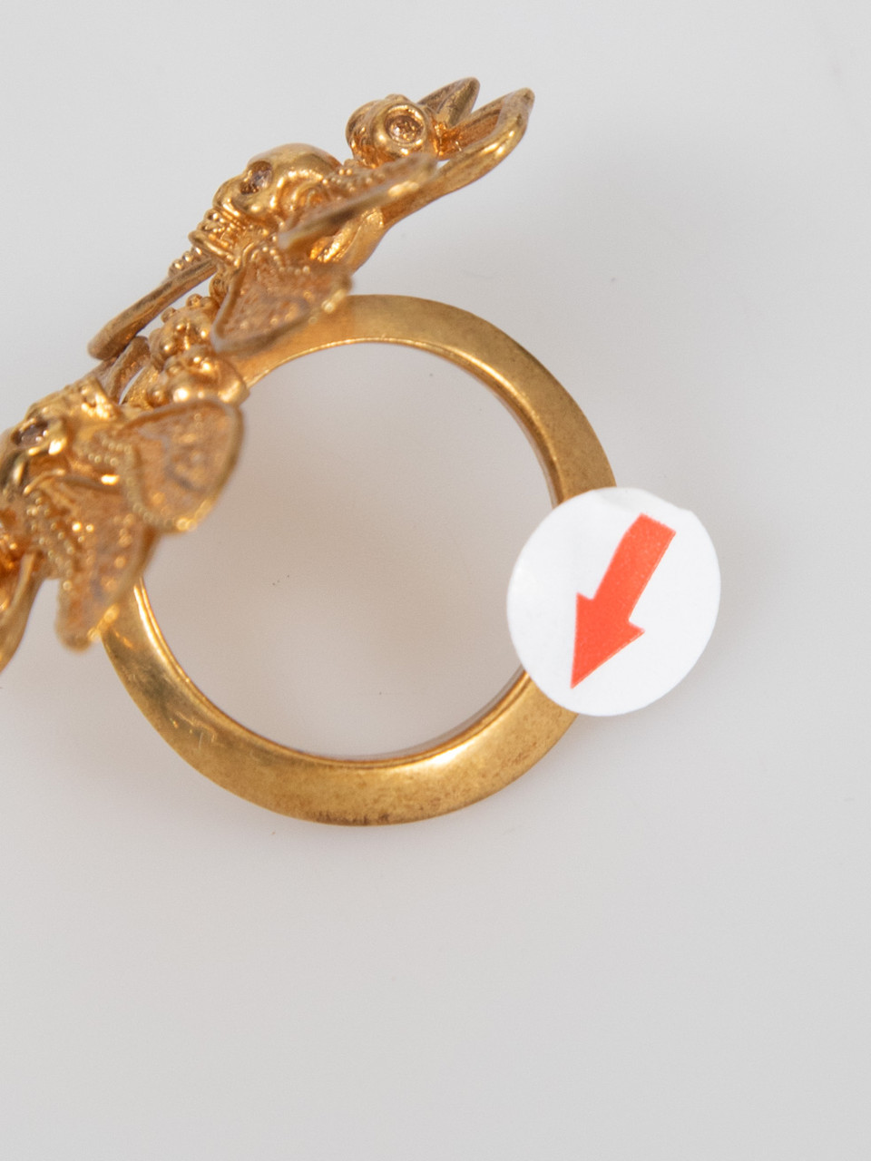 Alexander McQueen Gold Twin Skull Dragonfly Filigree Ring