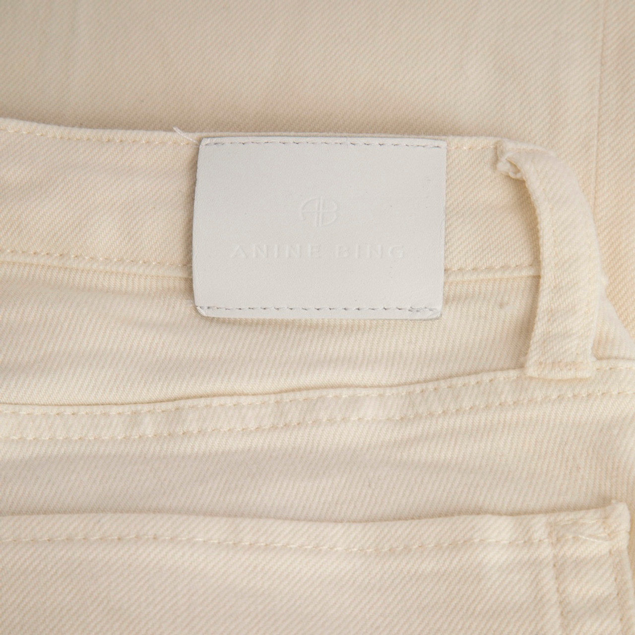 Anine Bing Ecru Straight Leg Long Jeans