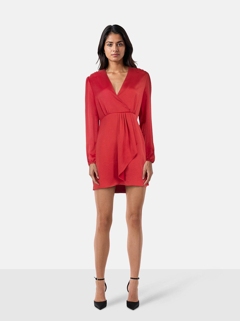 Sandro Red Mini Long Sleeve Dress