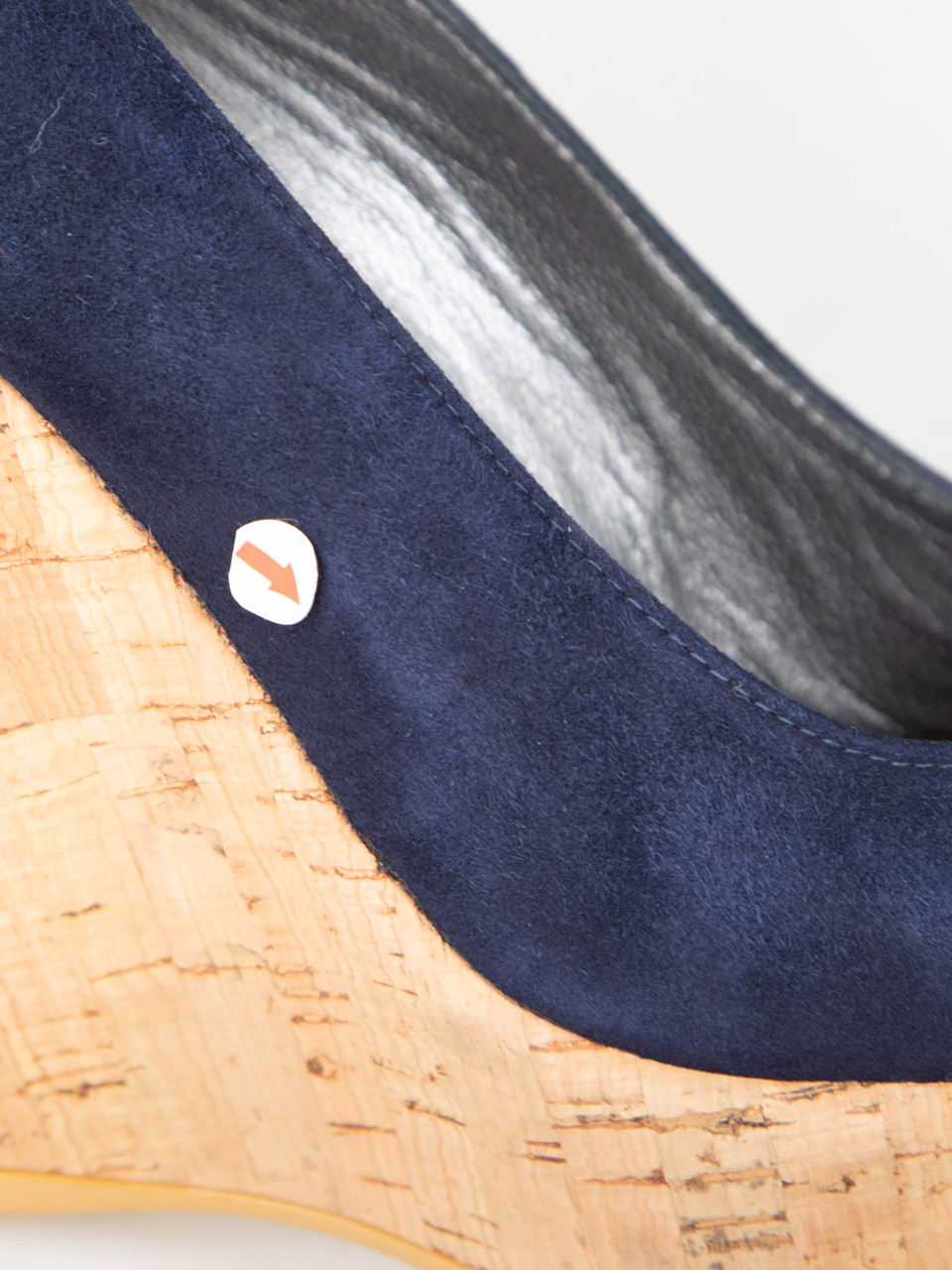 Stuart Weitzman Navy Suede Cork Heel Wedges