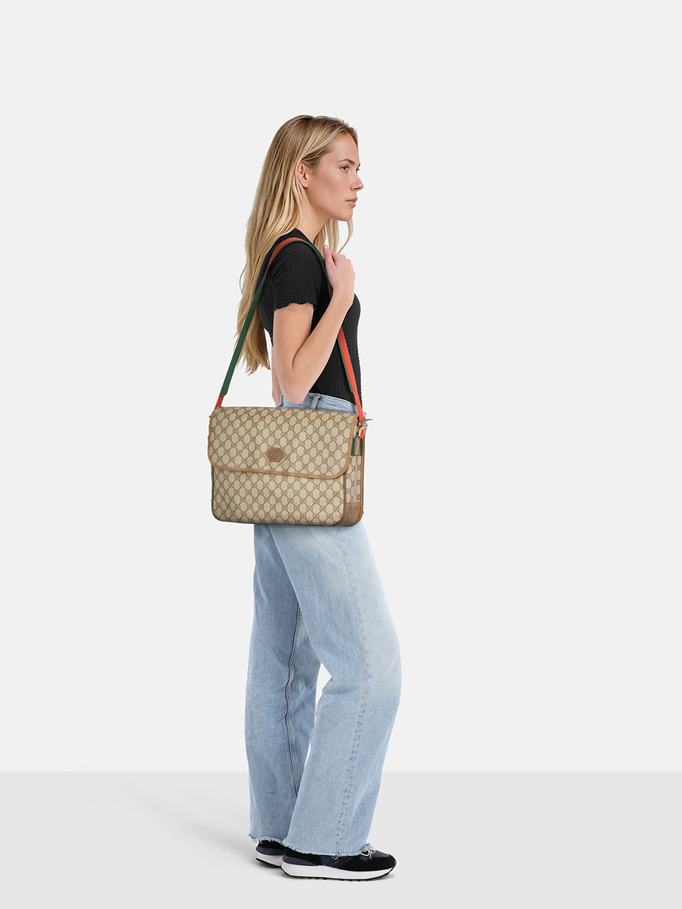 Gucci Brown Monogram GG Canvas Messenger Bag