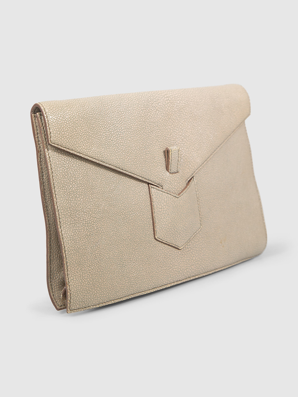 Saint Laurent Grey Stingray Embossed Leather Clutch