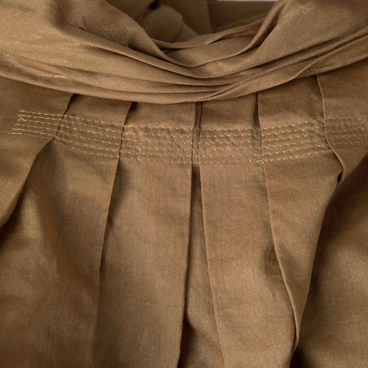 Vera Wang Khaki Ruched Detail Sheer Top