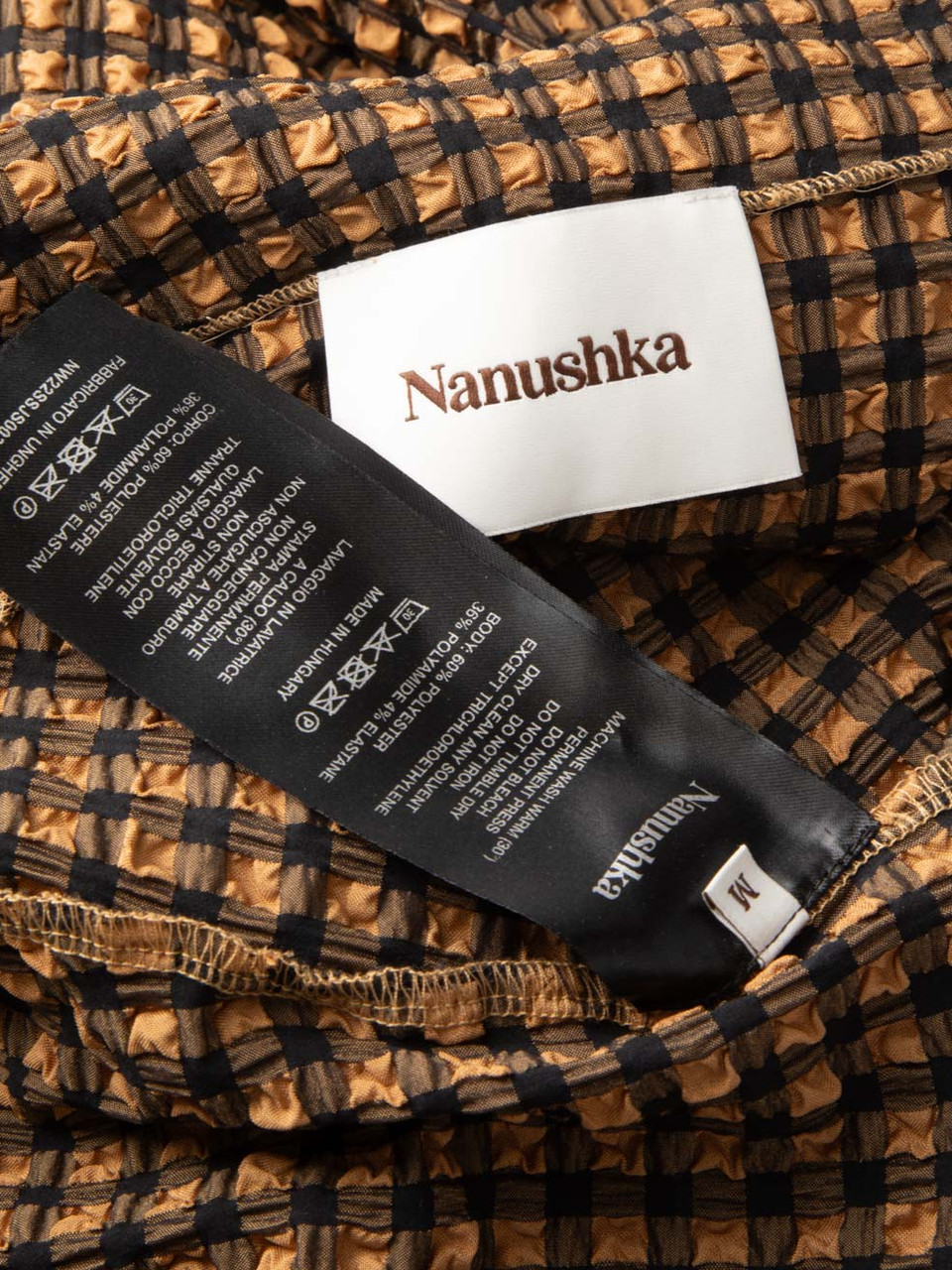 NANUSHKA Gingham Print Halterneck Bodysuit Top