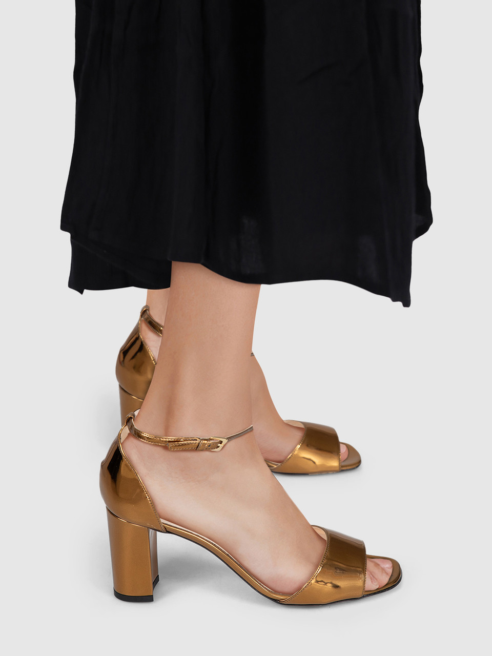 LK Bennett Gold Patent Leather Sandals