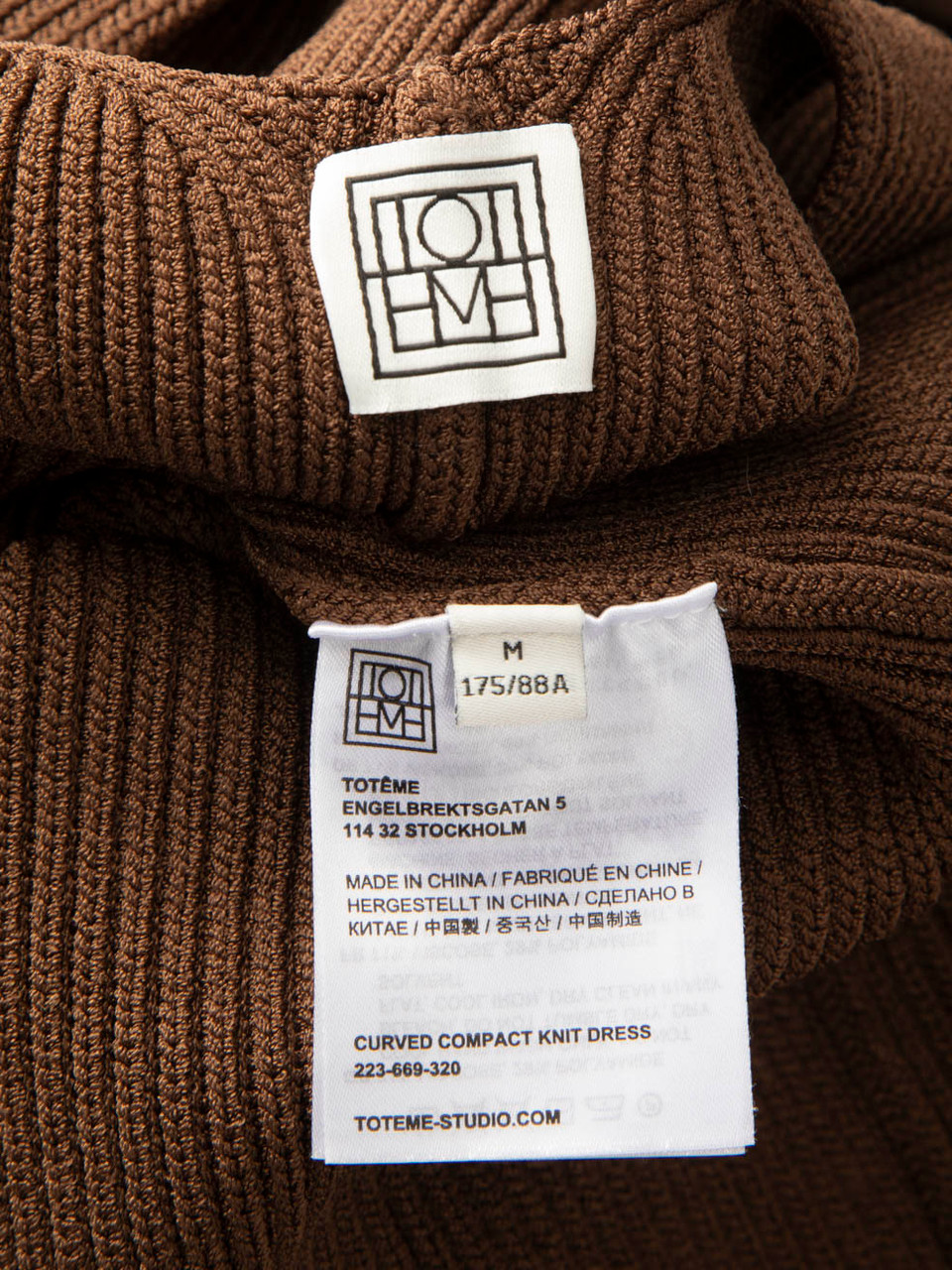 Totême Brown Curved Compact Knit Dress
