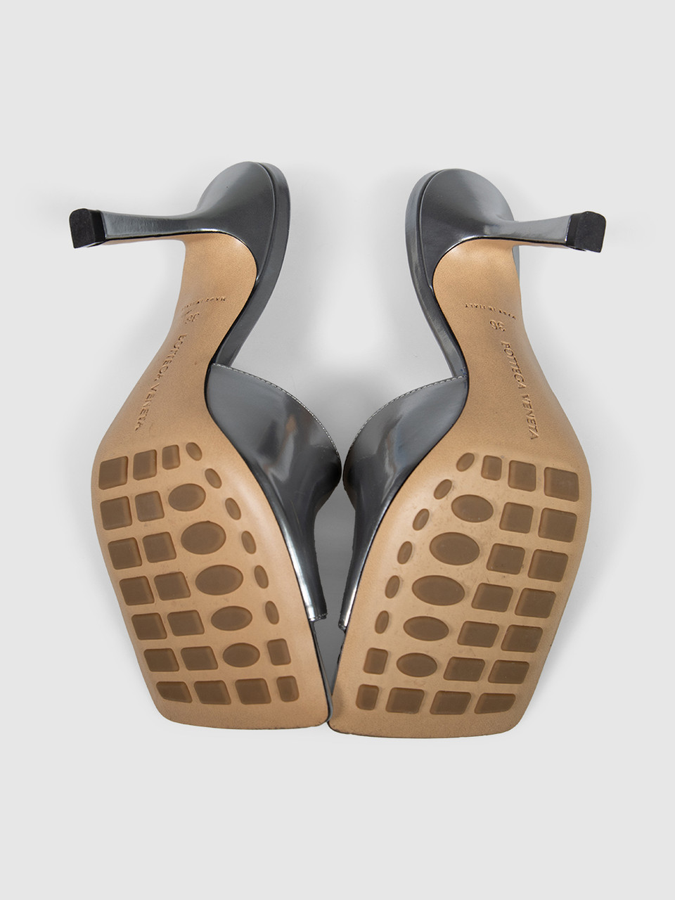 Bottega Veneta Silver Leather Stretch Heel Mules