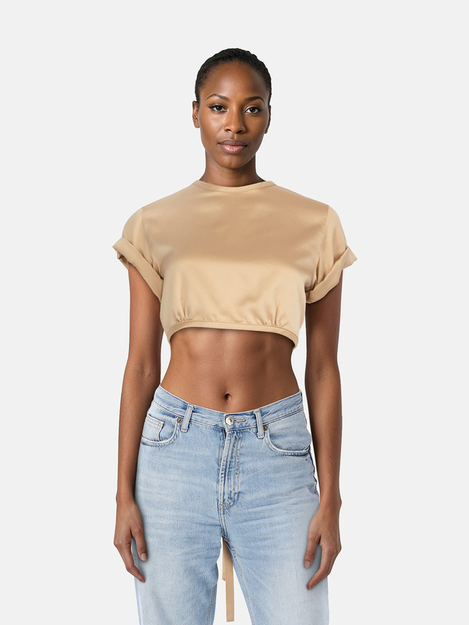 Orseund Iris Gold Short Sleeve Open Back Top