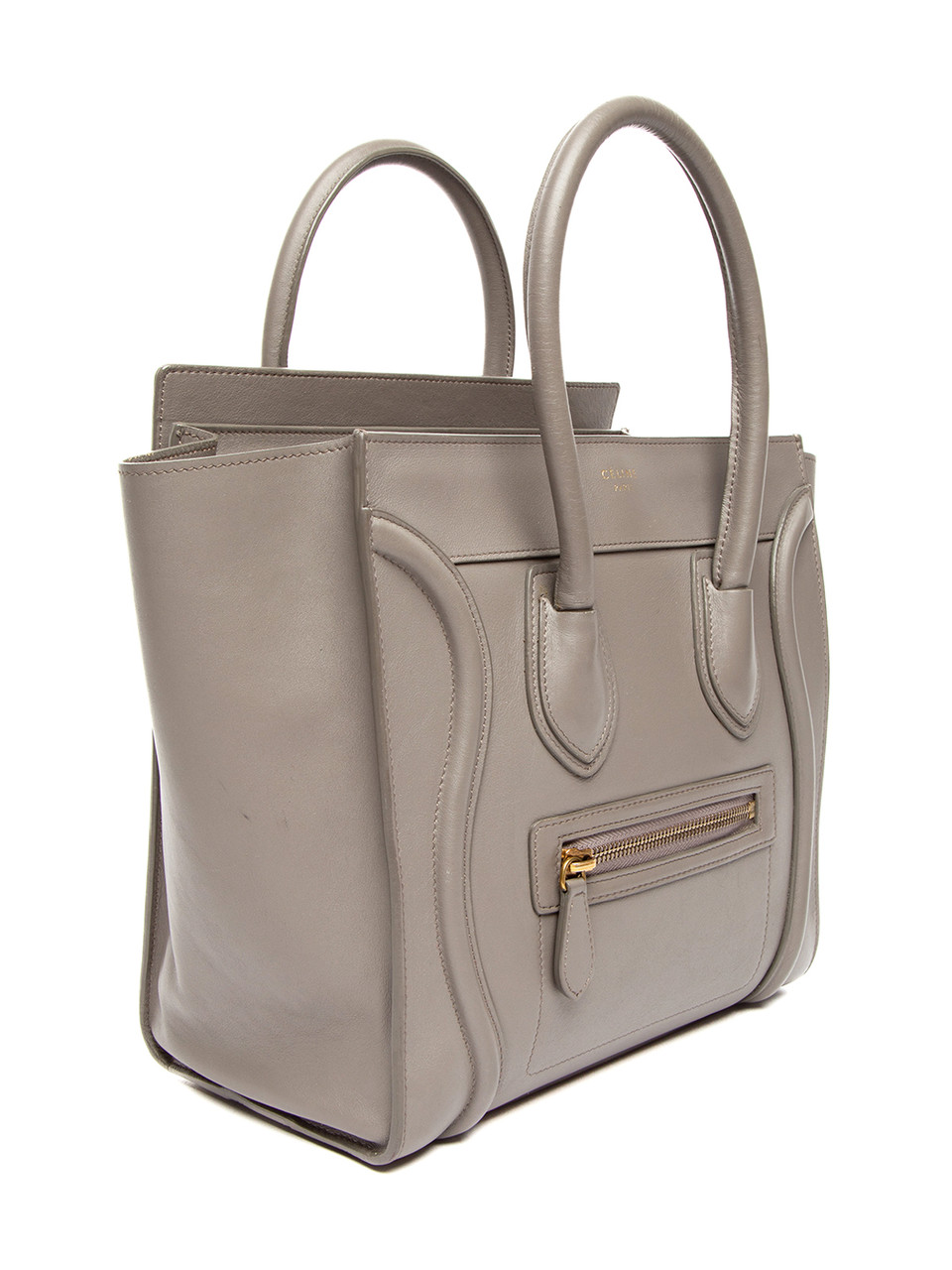 Céline,Nano Luggage Bag,Grey,Leather,Plain