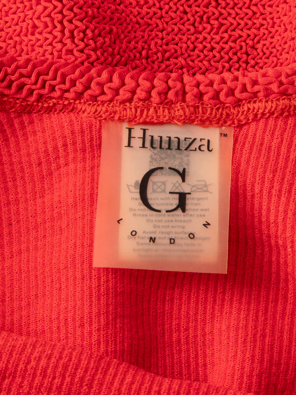 Hunza G Red Bodycon Crinkle Sleeveless Dress