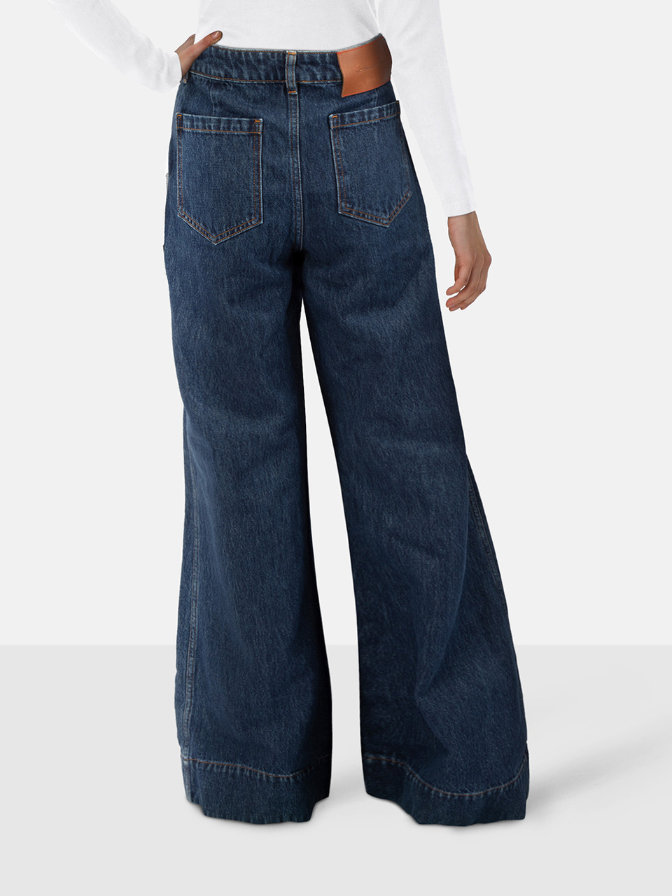 Victoria Beckham Indigo Rinse Alina Wide Leg Jeans