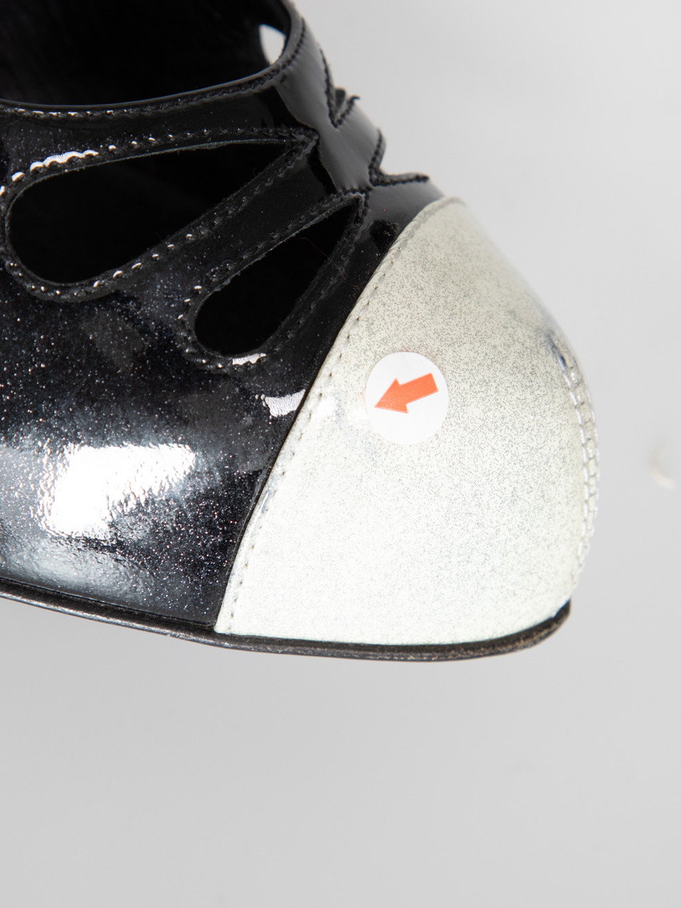 Chanel Black Patent Glitter Cap Toe Heels Chanel Black Patent Glitter Cap Toe Heels