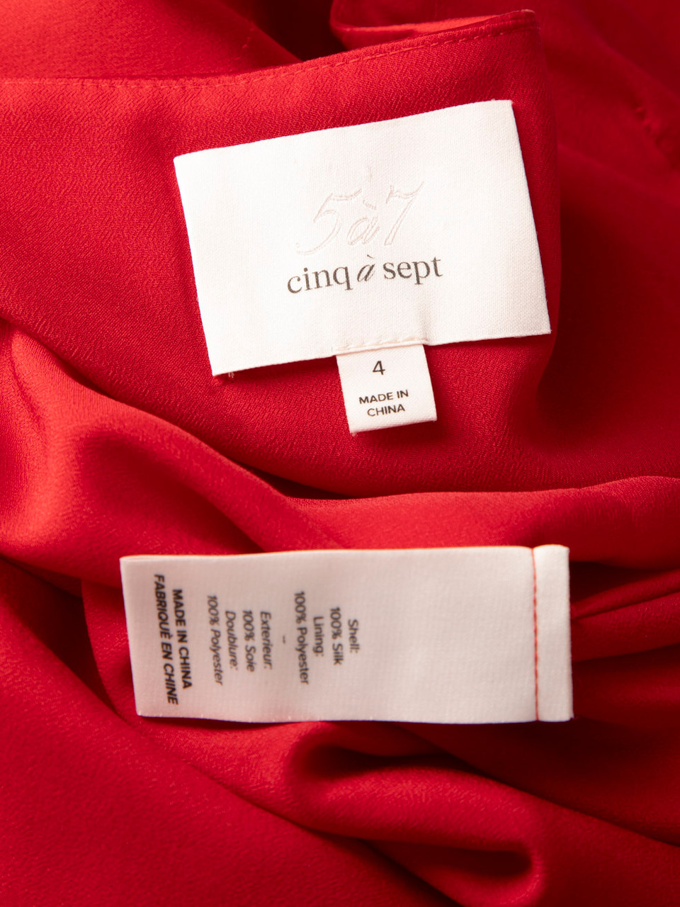 Cinq à Sept Red Silk Knotted Detail Mini Dress Cinq à Sept Red Silk Knotted Detail Mini Dress