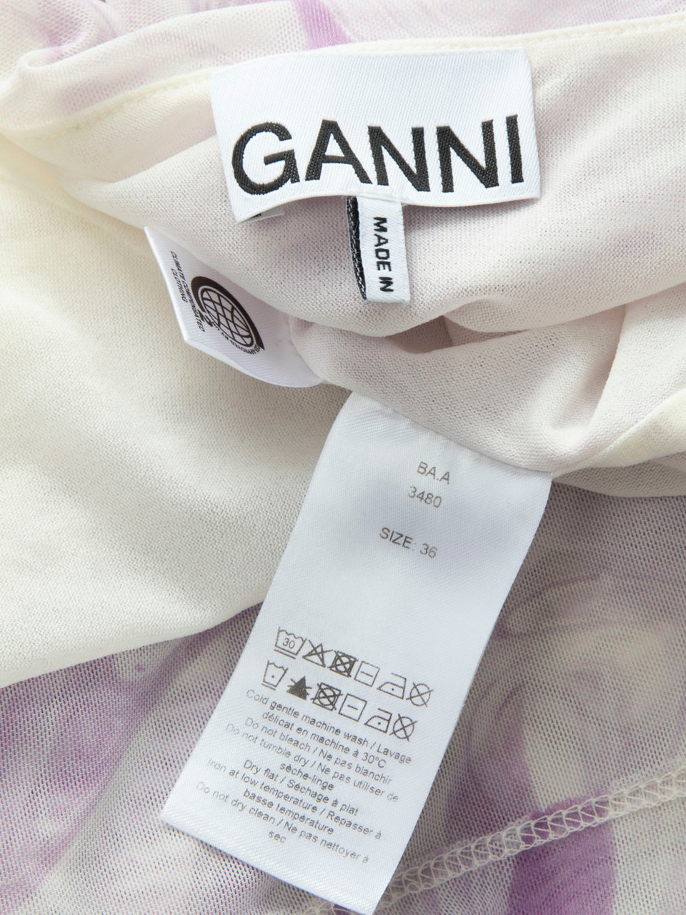 Ganni Purple & White Marble Stretchy Dress