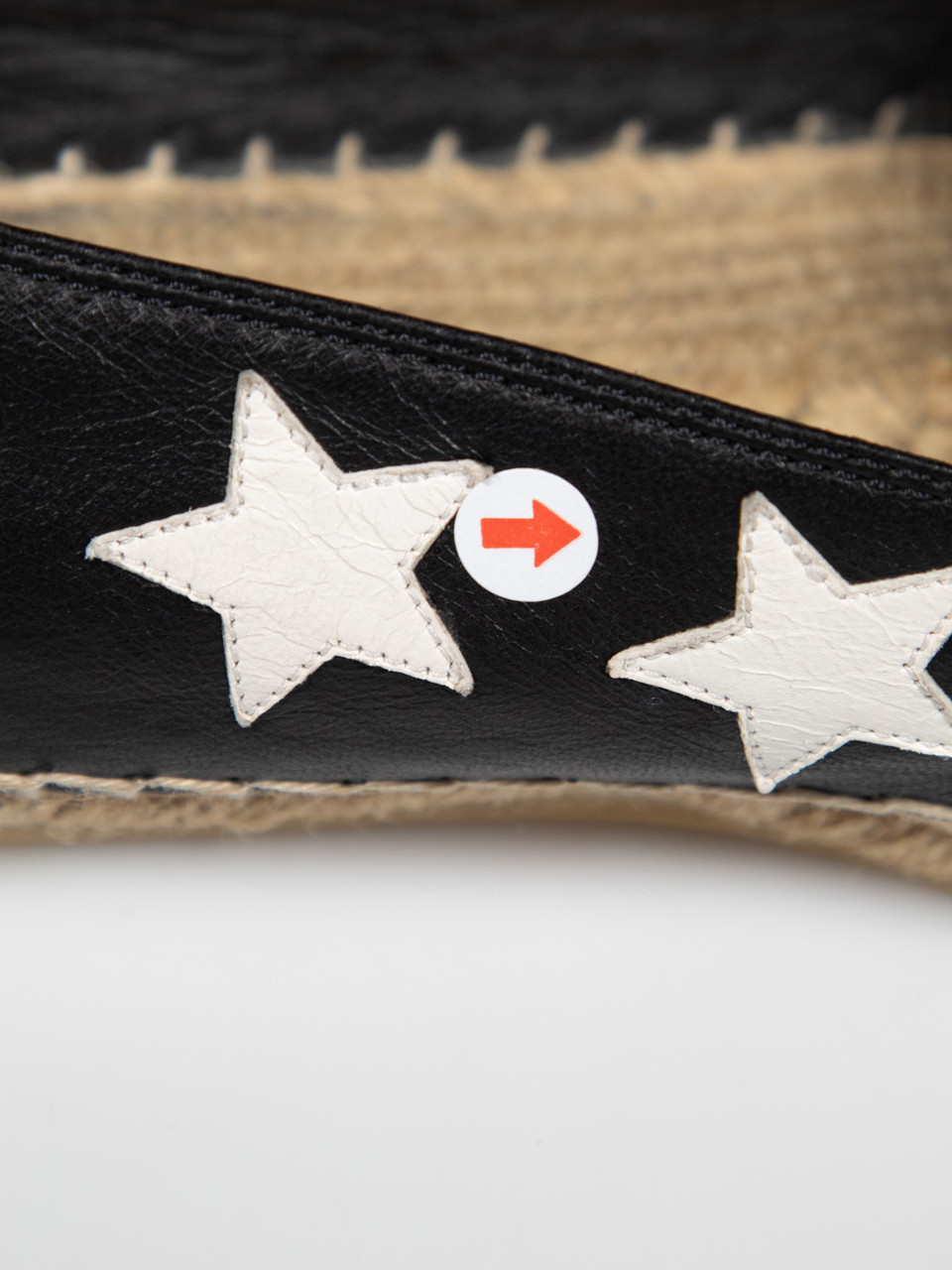 Saint Laurent Black & White Leather Star Espadrilles