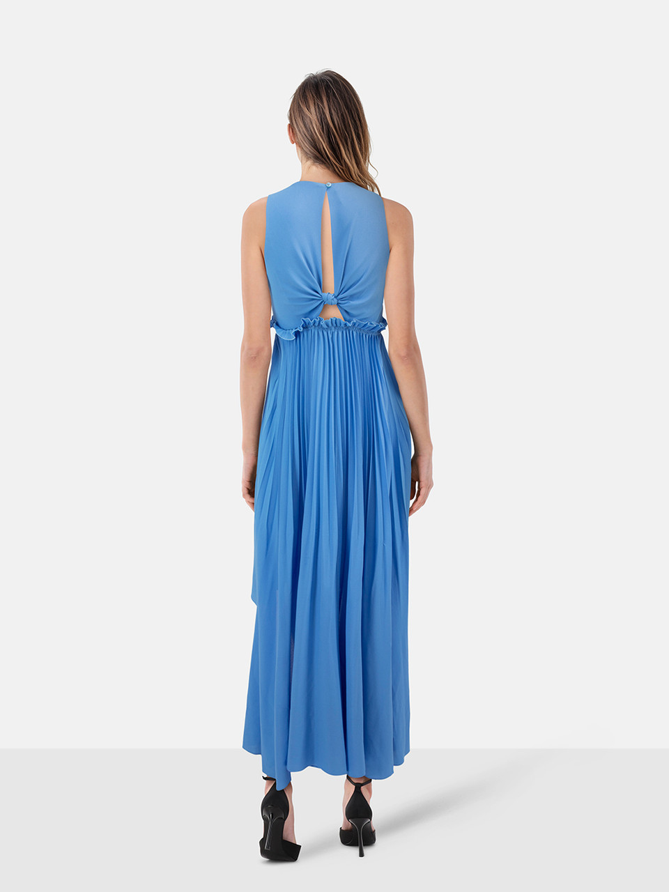 Pinko Blue High Low Hem Pleated Dress