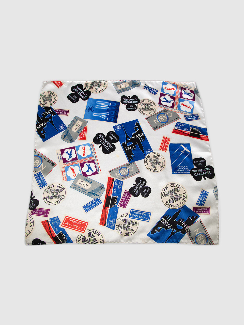 Chanel Silk Travel Print Scarf