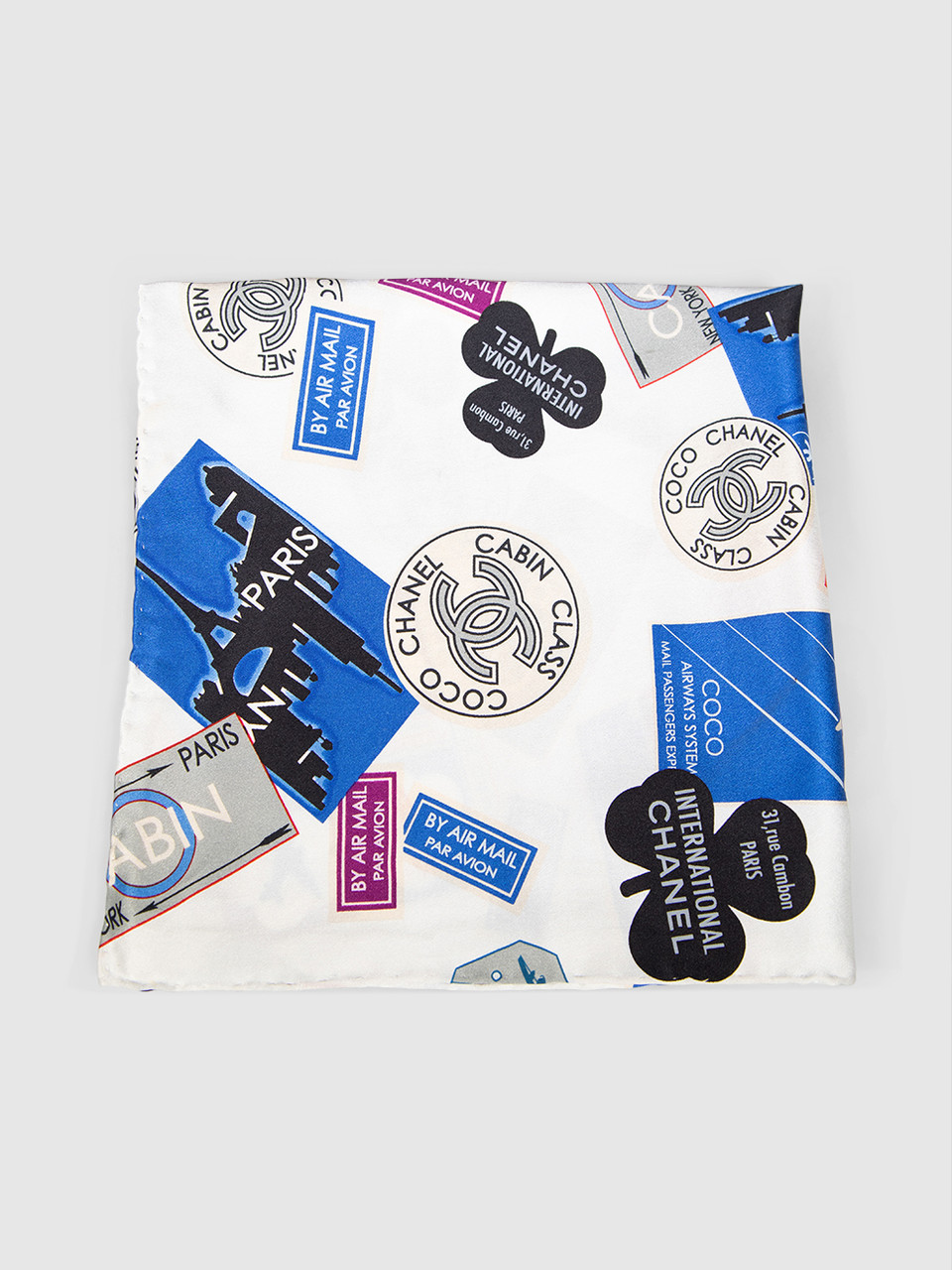 Chanel Silk Travel Print Scarf