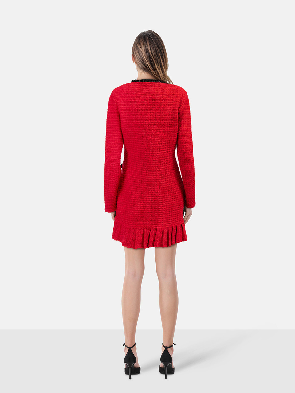Self-Portrait Red Crystal Embellished Knit Mini Dress