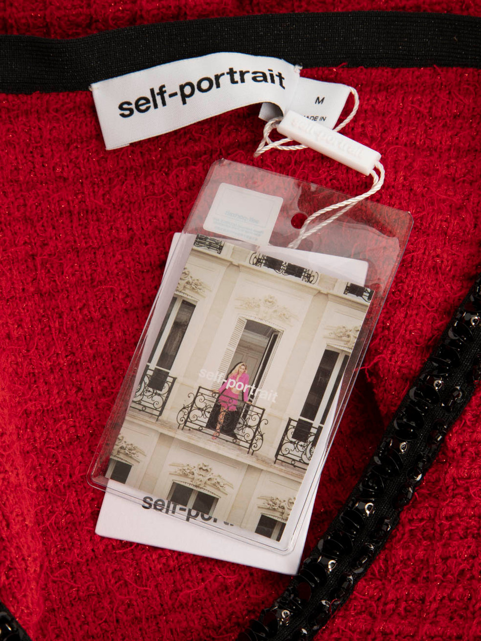 Self-Portrait Red Crystal Embellished Knit Mini Dress
