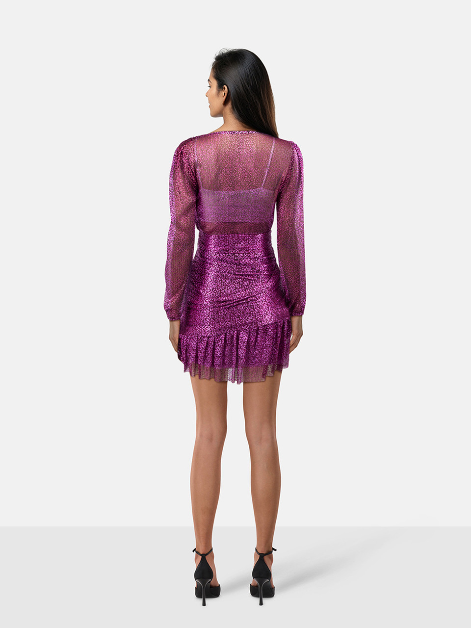 Maje Metallic Purple Long Sleeve Mini Dress Maje Metallic Purple Long Sleeve Mini Dress