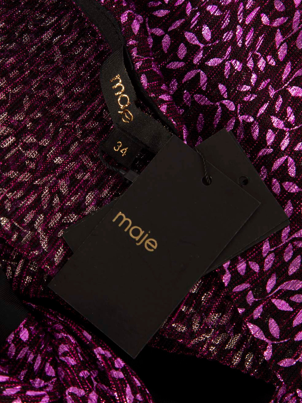 Maje Metallic Purple Long Sleeve Mini Dress Maje Metallic Purple Long Sleeve Mini Dress