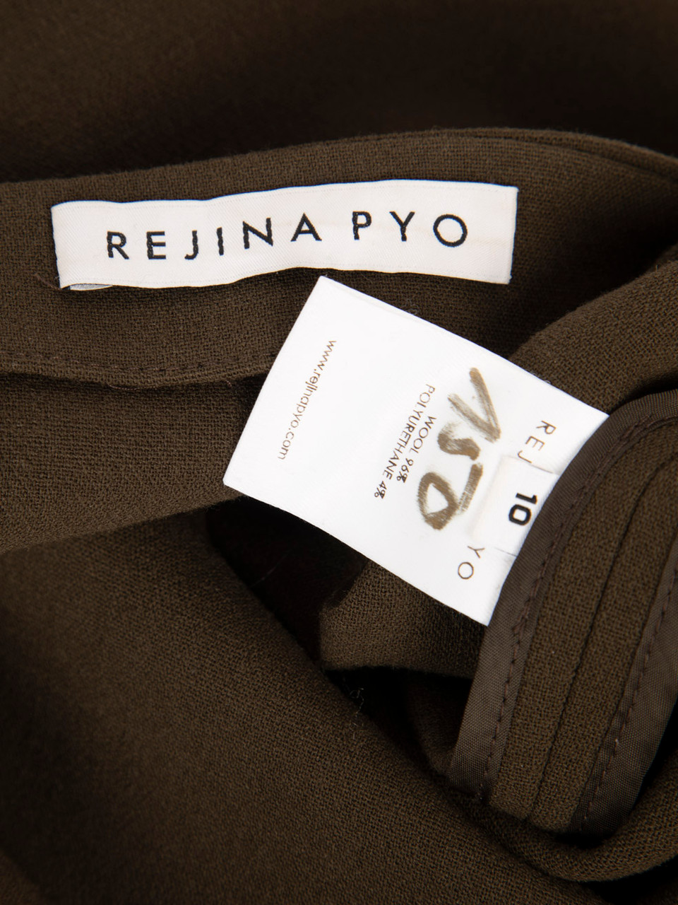 Rejina Pyo Khaki Wool Cut Out Midi Dress