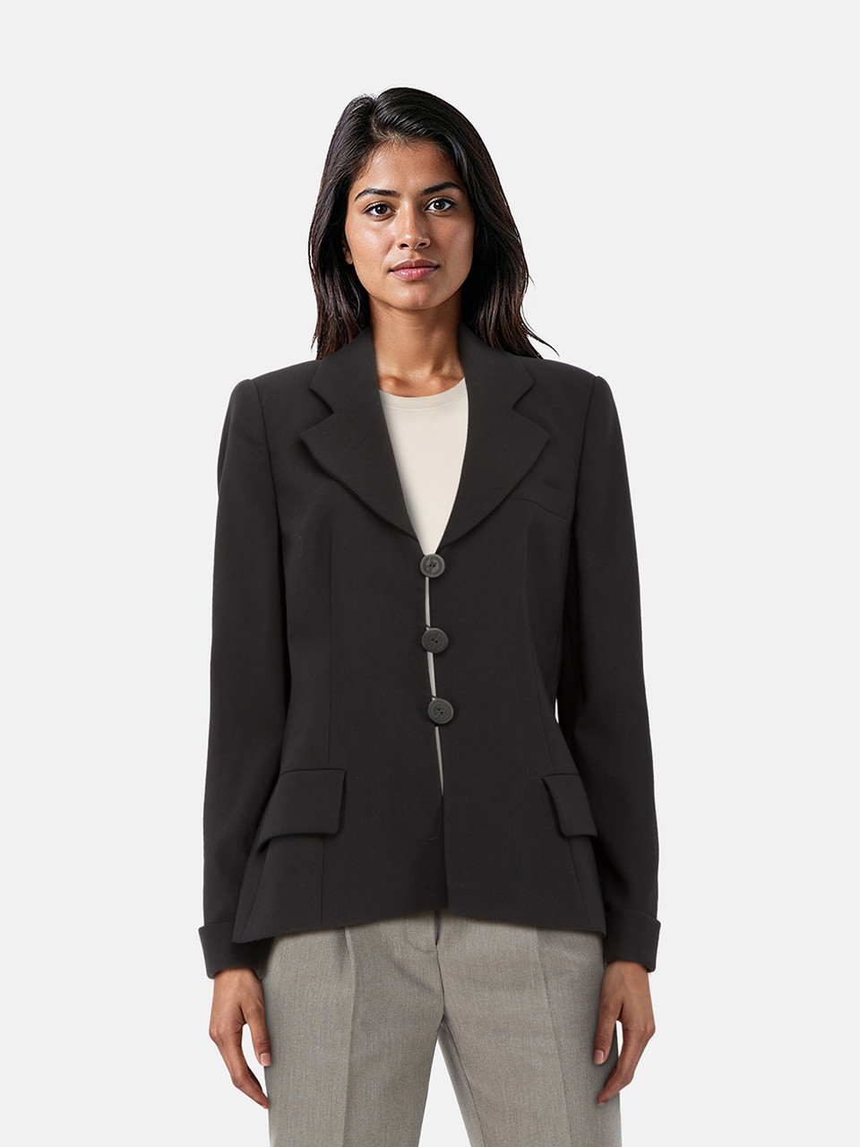 Giorgio Armani Black Wool Folded Cuff Blazer