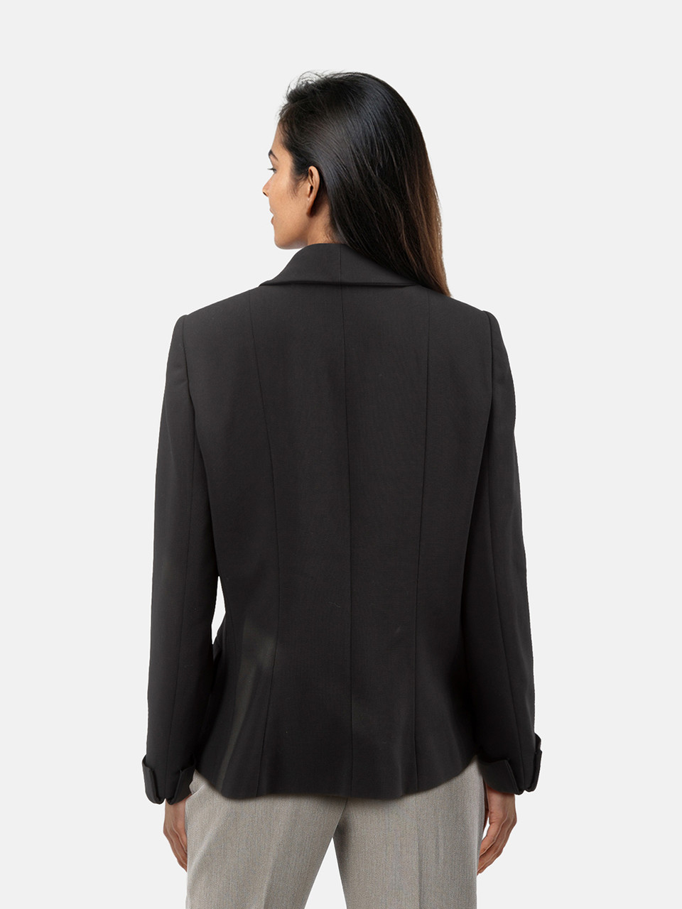 Giorgio Armani Black Wool Folded Cuff Blazer