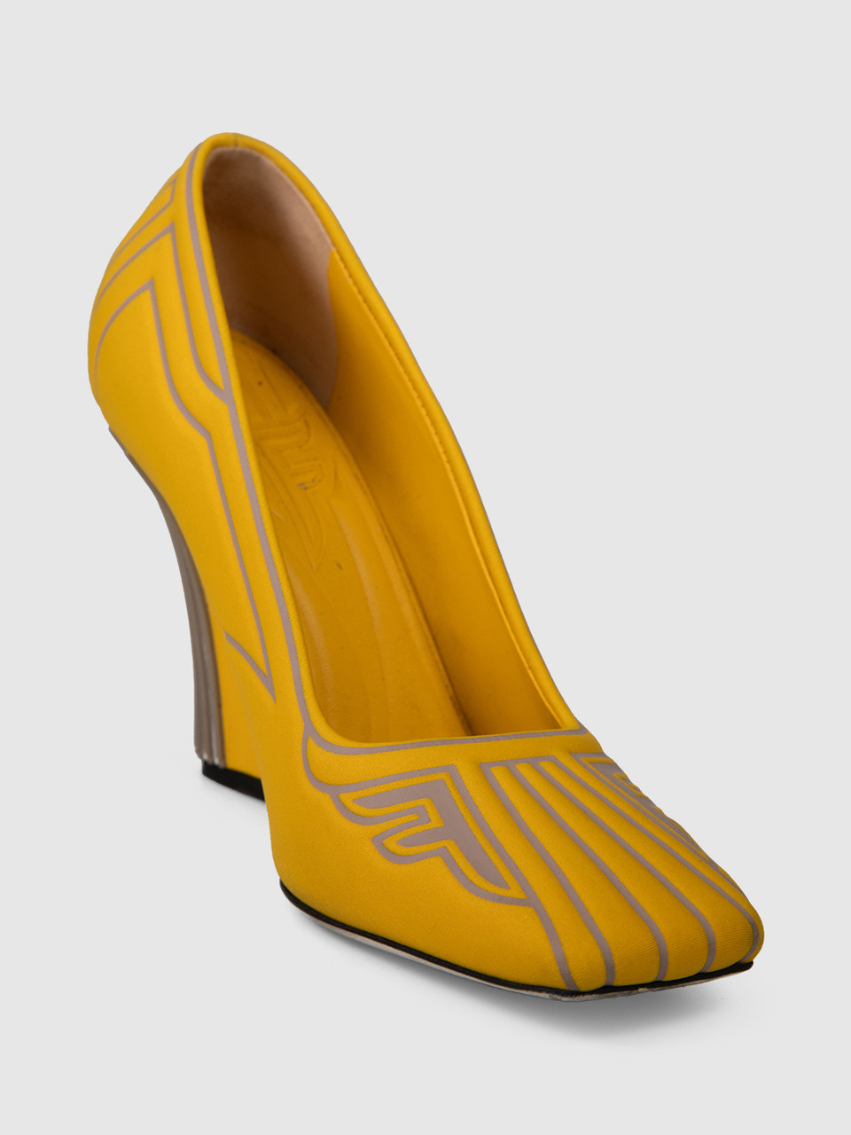 Fendi Yellow Square Toe Pumps