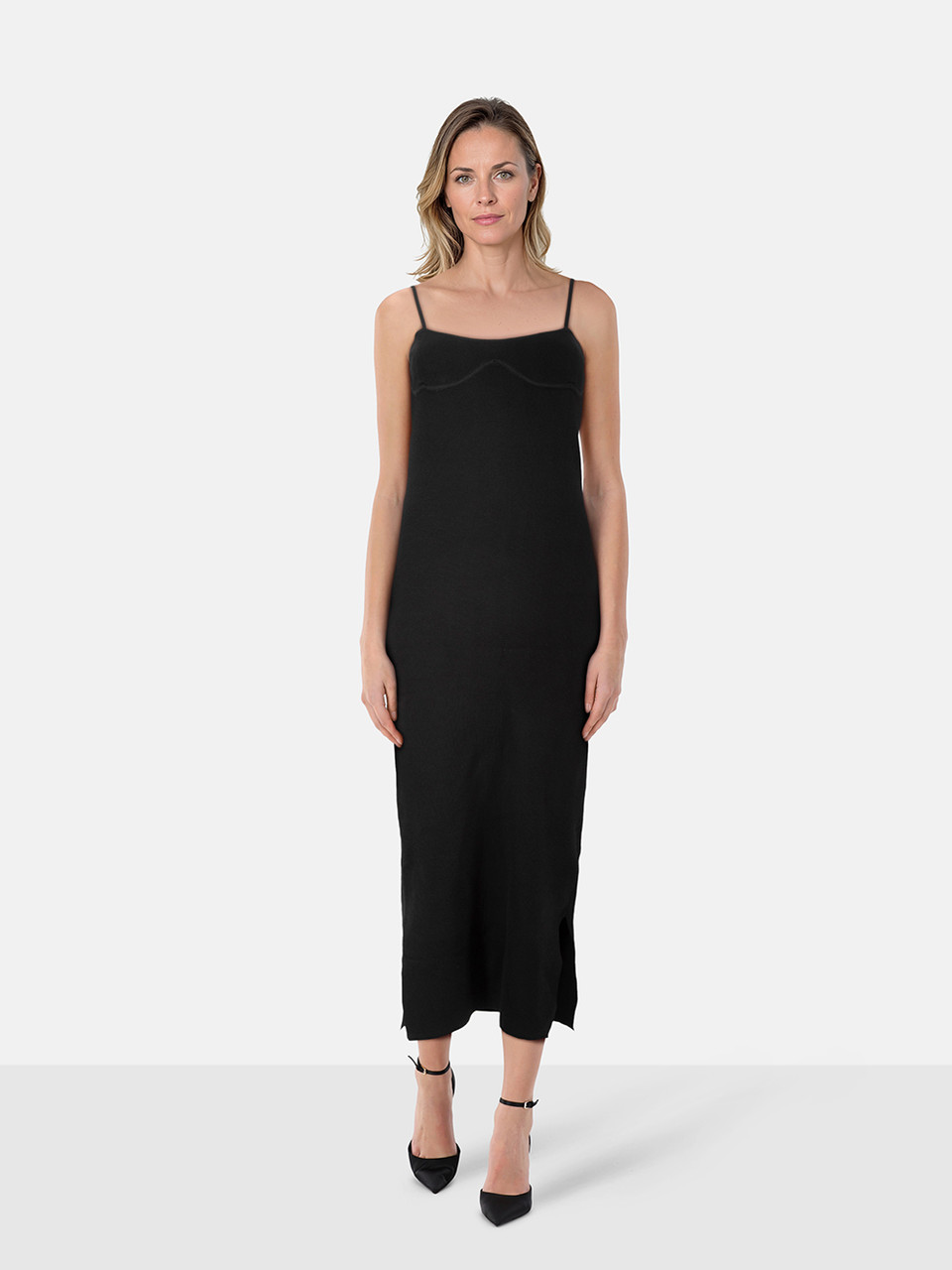 NANUSHKA Black Midi Sleeveless Bodycon Dress