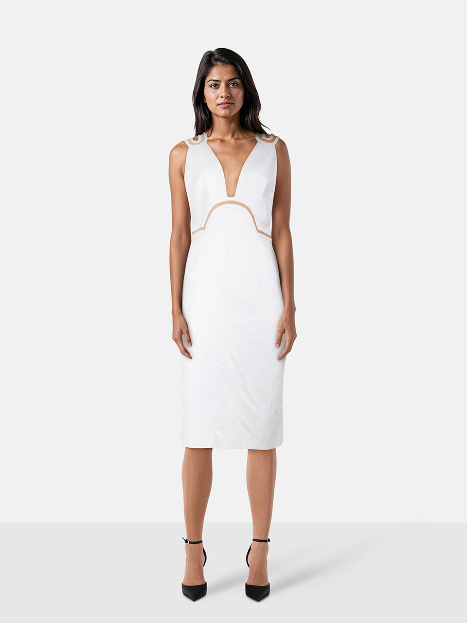 Versace White Pencil Midi Dress