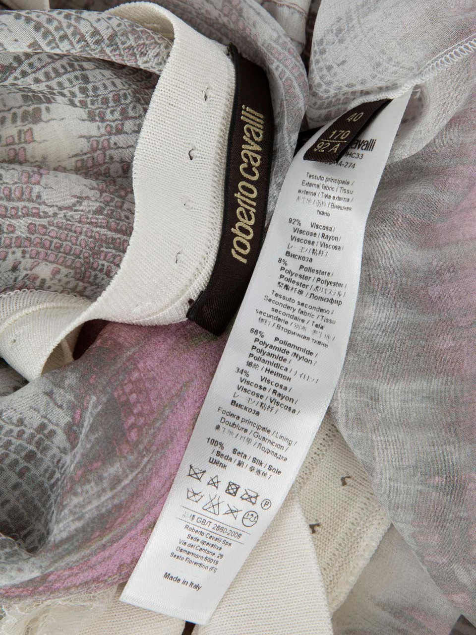 Roberto Cavalli Lizard Print Sheer Belted Top