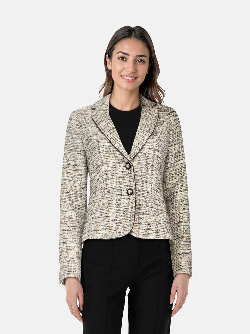 Max Mara Black & White Tweed Single Breasted Jacket