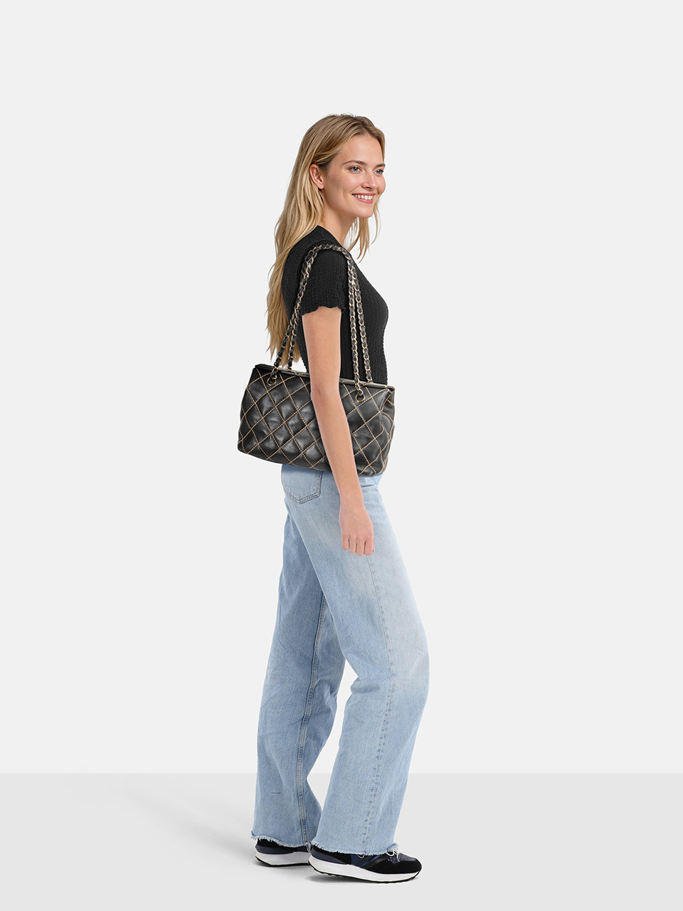 Chanel '02-'03 Black Quilted Leather Wild Stitch Bag