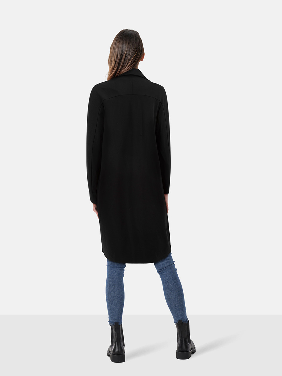 Max Mara Black Mid Length Open Front Coat
