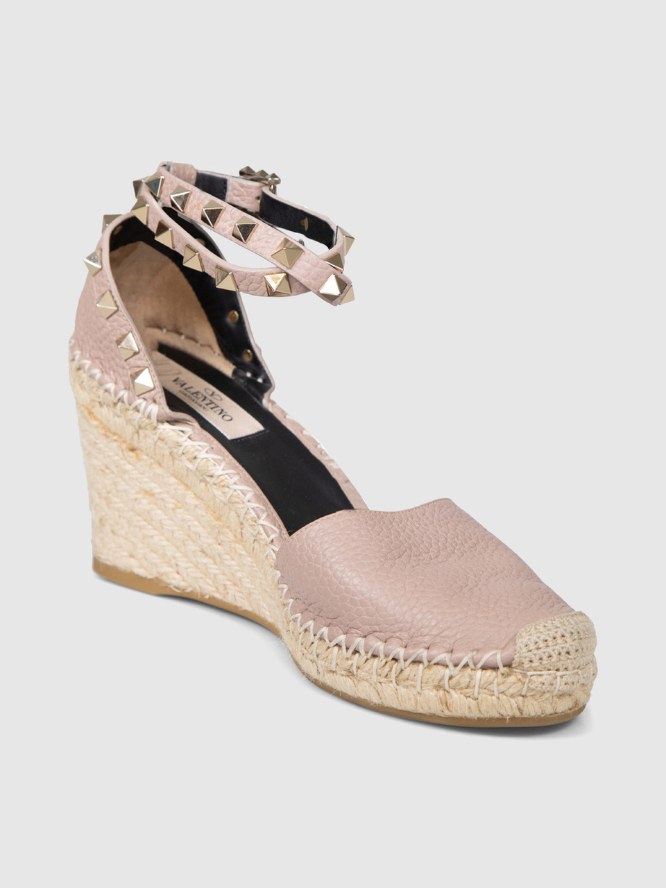 Valentino Garavani Purple Leather Rockstud Espadrille Wedges