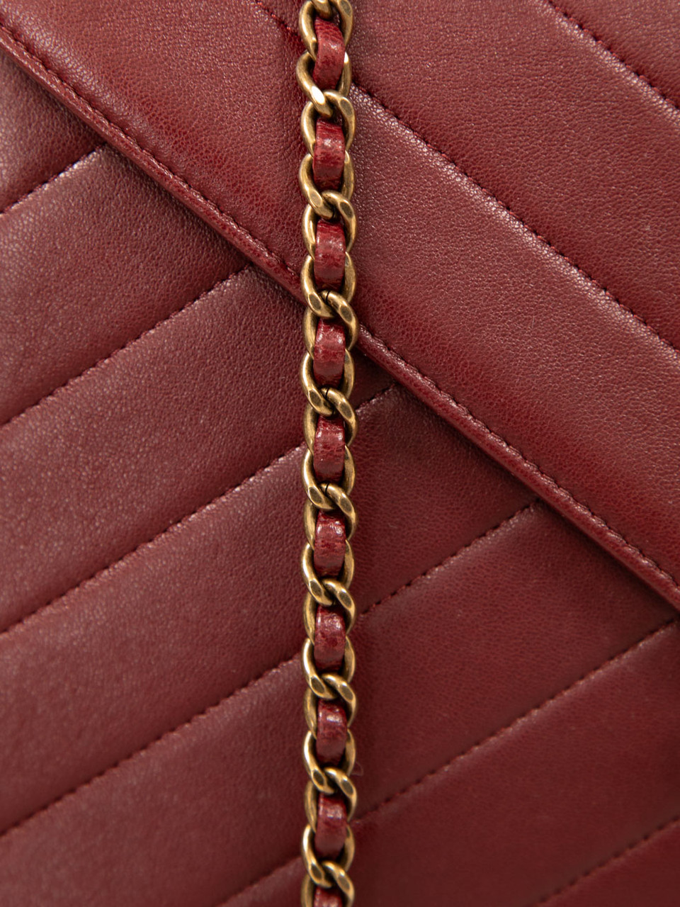 Chanel Burgundy Leather Coco Envelope Flap Bag