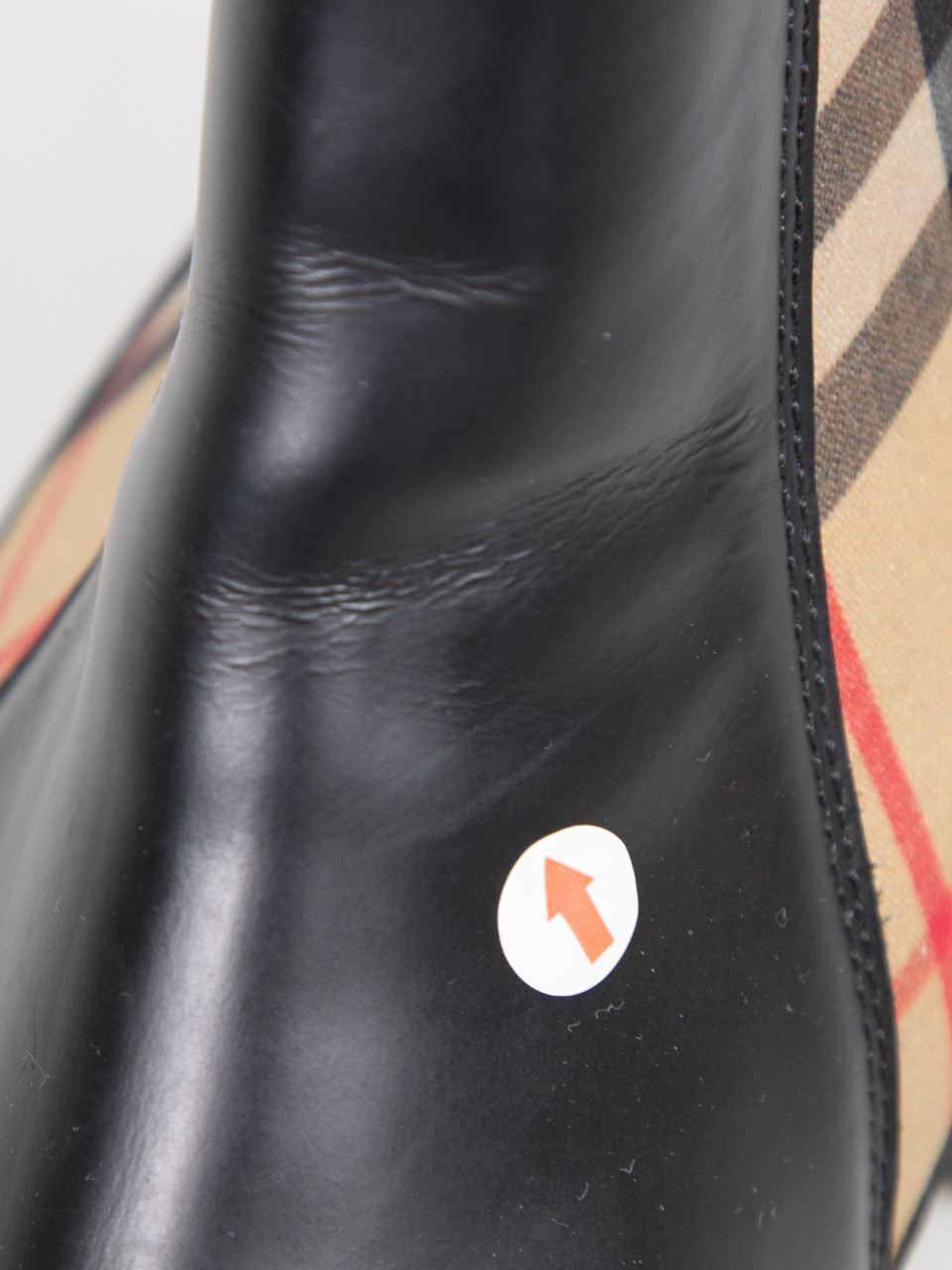 Burberry Black Leather Check Panel Chelsea Boots